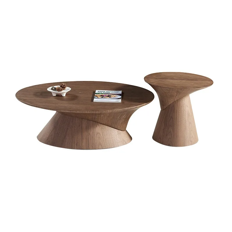Wabi Sand wind round combination coffee table medium and ancient style creative coffee table small apartment solid wood coffee