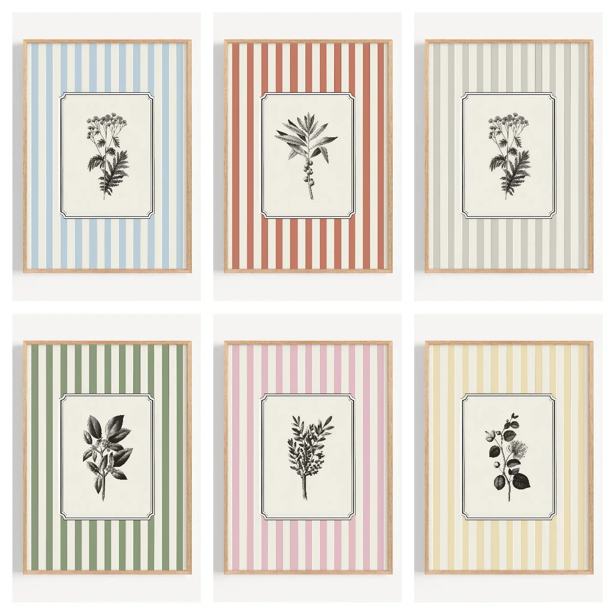 Unframed Plants Stripes Canvas Wall Art - Minimalist Nature Line Drawing Prints Canvas Posters for Office & Bedroom Decortion