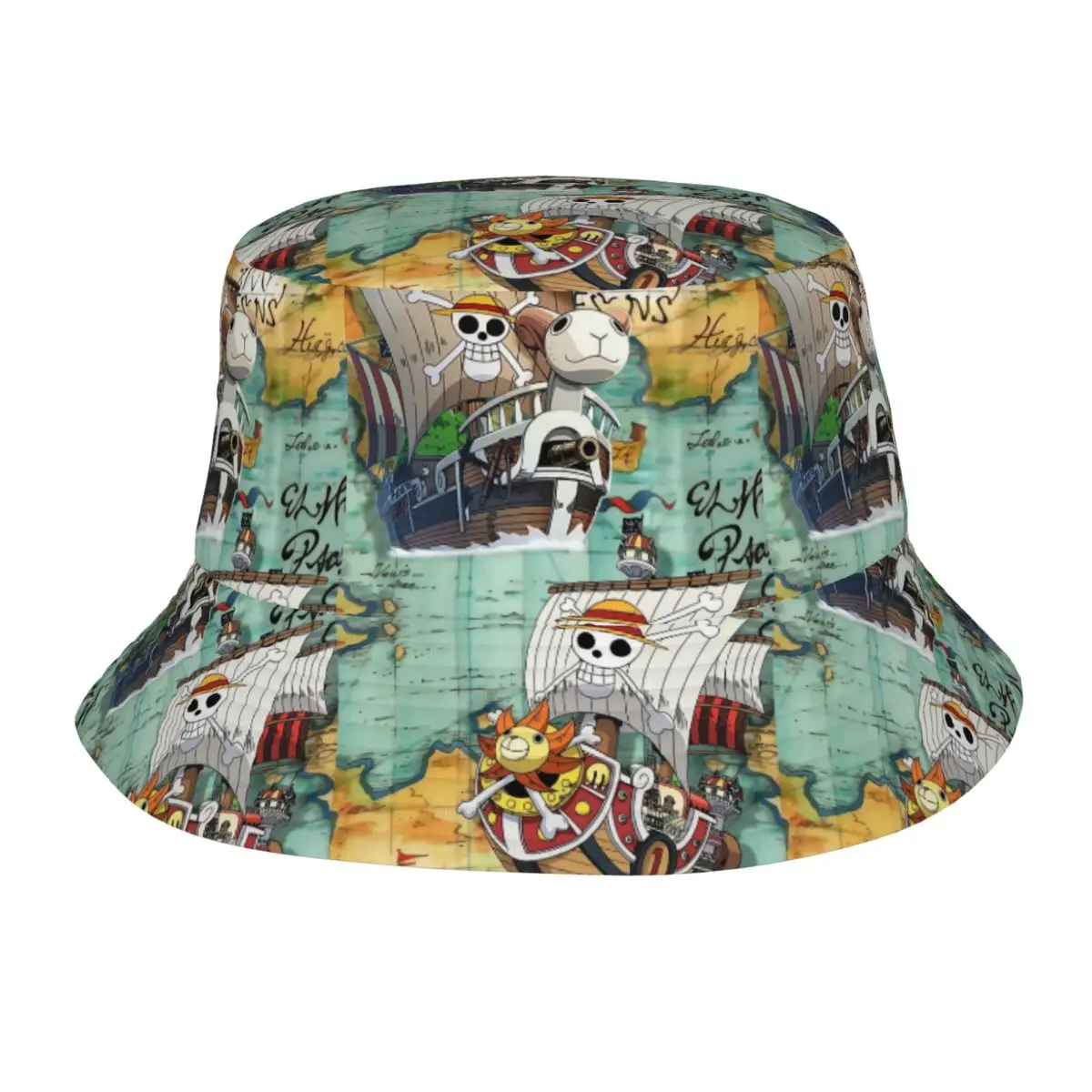 Beach Hatwear One Piece Sea Map Pirate Merch Bucket Hat Streetwear Unisex Hot Sun Hat Irish Country Hat Fishing Hat Camping