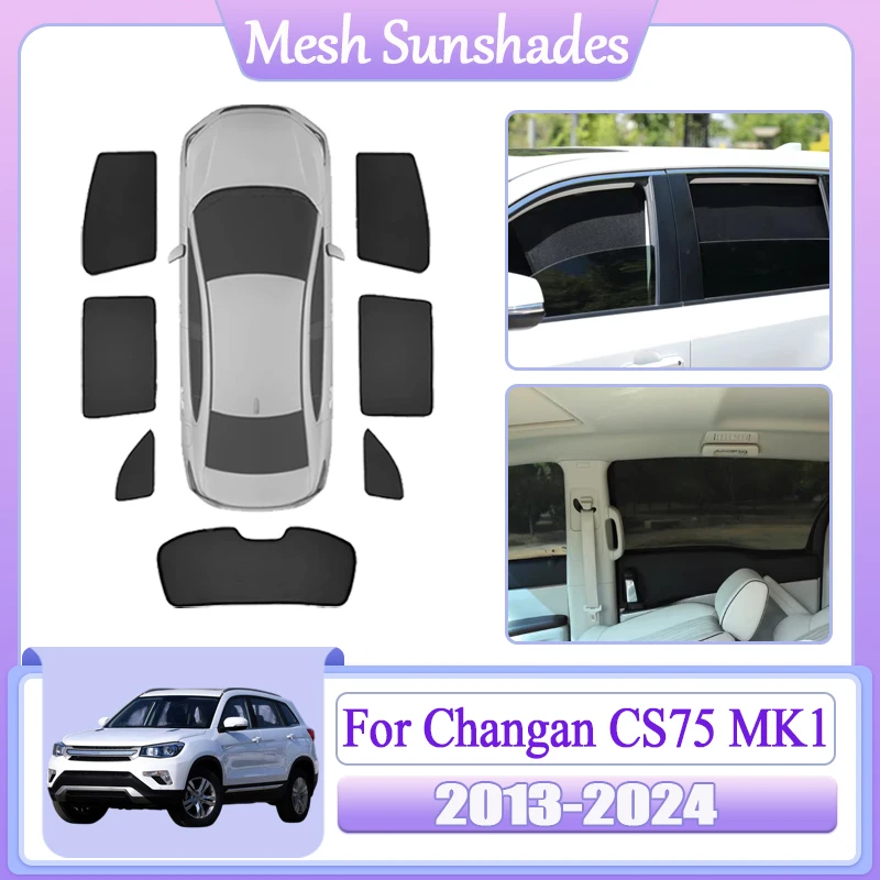 Car Window Visor For Changan CS75 2020 2013~2024 MK1 Accessories Mesh Sun Shade Anti-UV Sunshade Auto Privacy Sunscreen Body Kit