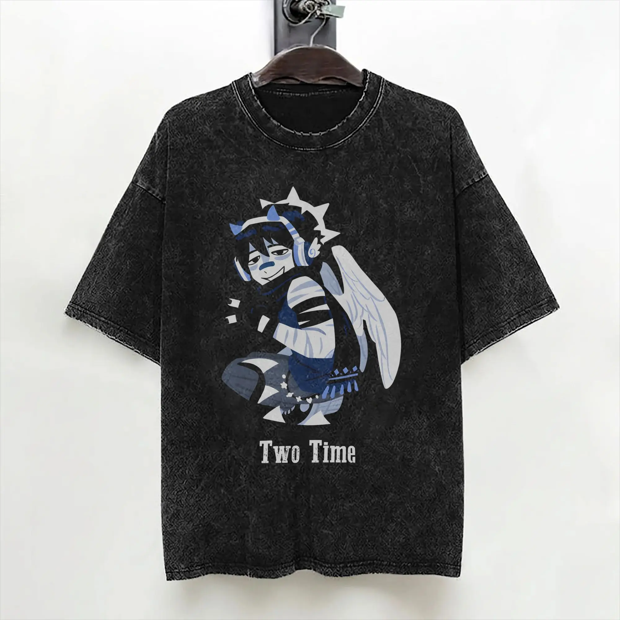 Game Forsakens Two Time T Shirt Washed Short Sleeve High Street T-Shirts  Vintage Men Women Streetwear Summer Tee Shirt