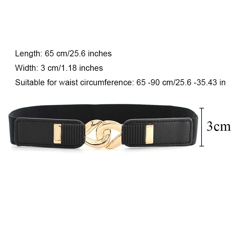 65cm Fashion Female Wide Elastic Waistband Metal Buckle Belt for Women Waist Band Cummerband Sweater Coat Clothing Accessories