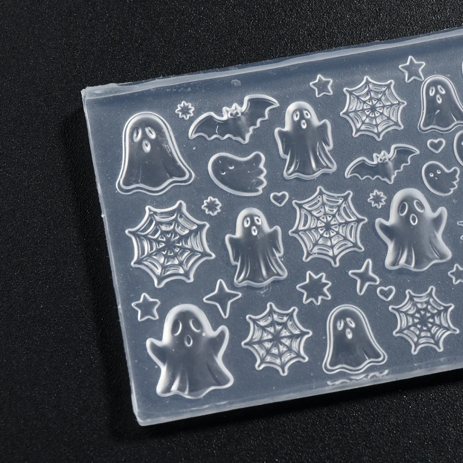 1 Stück Cartoon Kawaii Geister-Nagelstempel Horror Kürbis Spinnennetz Skelett Hand Nagelschablonen Y2K Halloween Maniküre-Werkzeuge – Detail 6