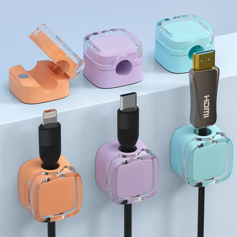 Oval Tiny Silicone Cord Clip Portable Sticky Wire Fixer Bedside Desk Prevent Earphone Charging Cable Tangling Organizer Tool