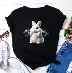 Women's T shirt Tee Super Rabbit Letter Casual Weekend  Short Sleeve Fashion Basic Round Neck Regular Fit Summer