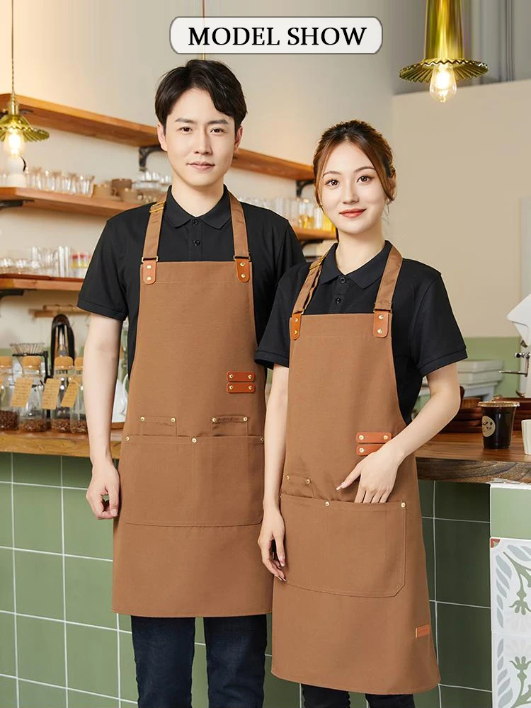 مريلة قماشية مقاومة للماء شديدة التحمل بأكمام واقية - تصميم مقاوم للبقع لمحلات الأطعمة ومحلات الزهور والمشروبات