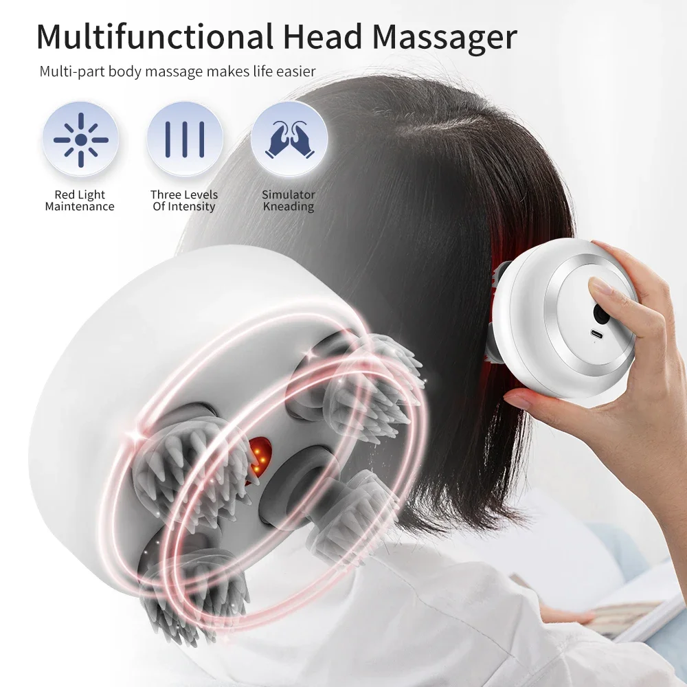 

Electric Head Scalp Massager for Hair Growth Stress Relax with 4 Massage Heads Body Massager Health Care Relax Shoulder Neck