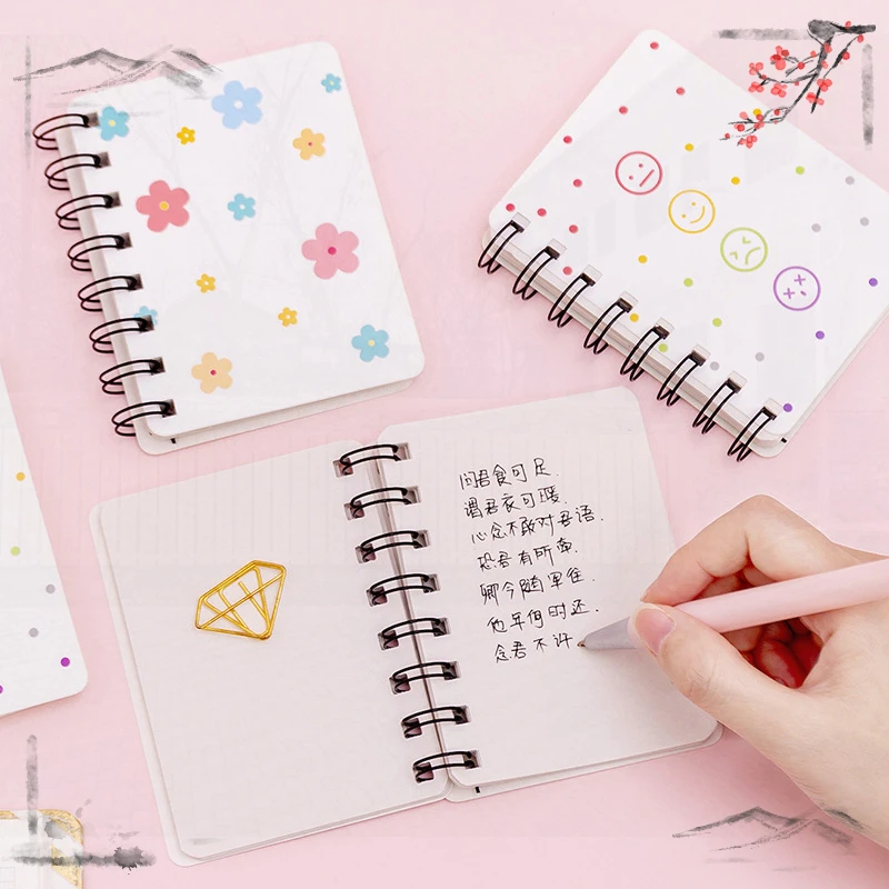 1 Pcs Wholesale Hyuna Small Flower Side Flip Loop Notebook Student Mini Portable Loose Leaf Notebook A7 Pocket Book