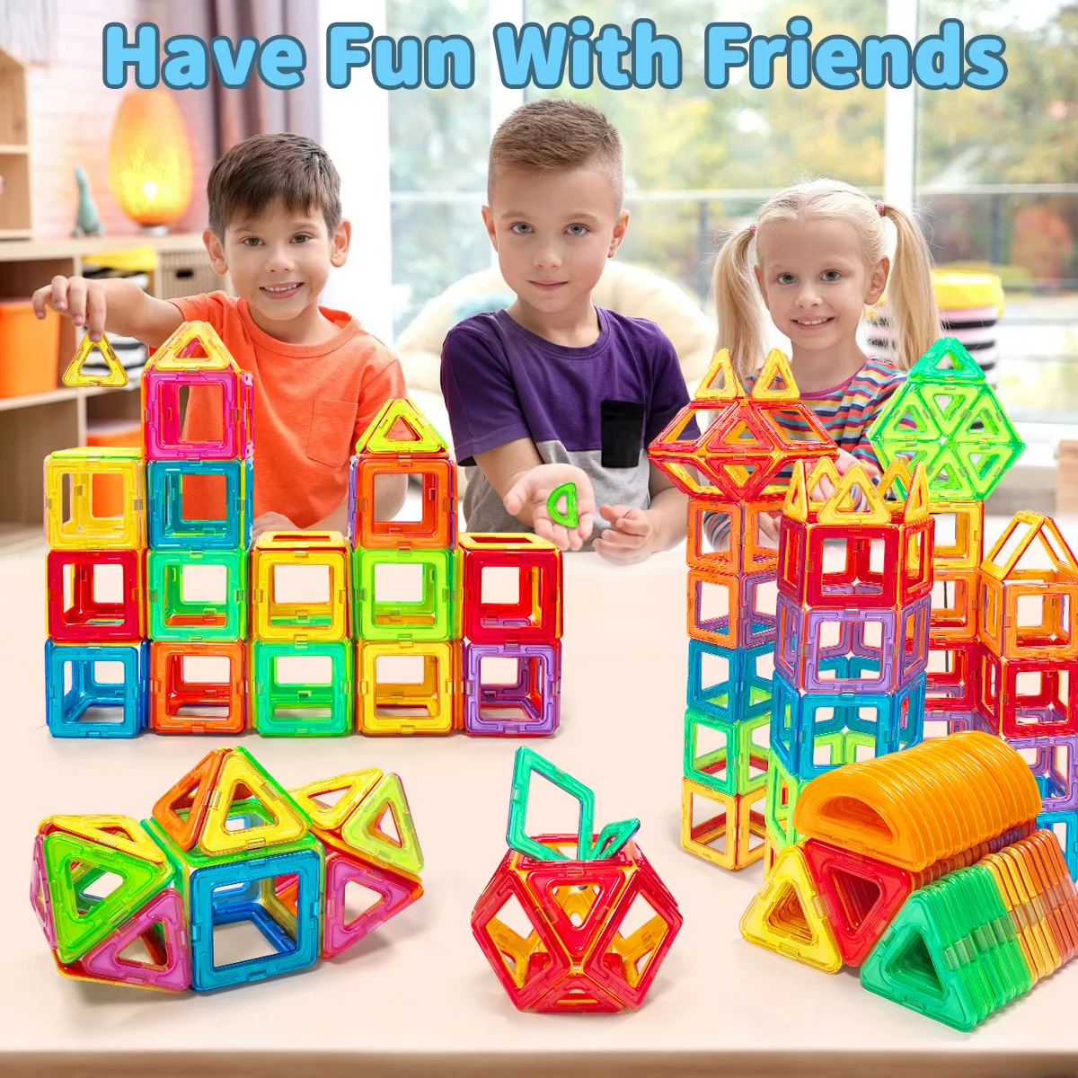 Ensemble de blocs de construction magnétiques de formes multiples, jouets éducatifs à tige 3D pour enfants de 3 ans et garçons et filles, cadeaux d'anniversaire