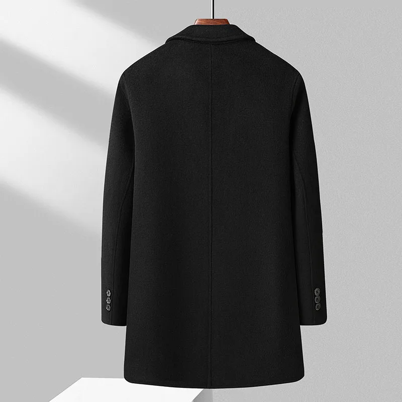 Effortless Elegance Overcoat Men Classic Wool Coat with Removable Puff Down Vest lining Design Thick Thermal Garment Old Money