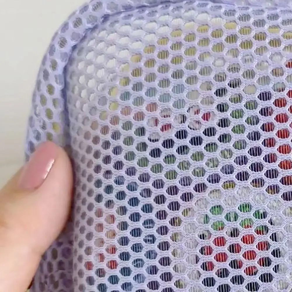 Borsa per cosmetici portatile in rete Custodia per trucco color dopamina Custodia per cosmetici da donna in rete per articoli da toilette