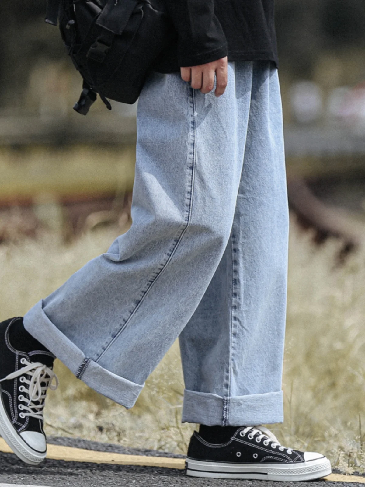 

Retro American Street Style Men's Jeans Loose Straight Leg Dad Pants Spring Autumn Trendy Brand Casual Long Pants