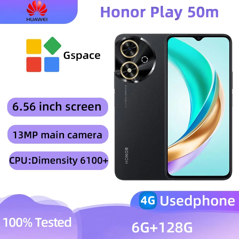 Honor Play 50m 4G SmartPhone CPU Dimensity 6100+ Battery capacity 5200mAh 13MP Camera original used phone