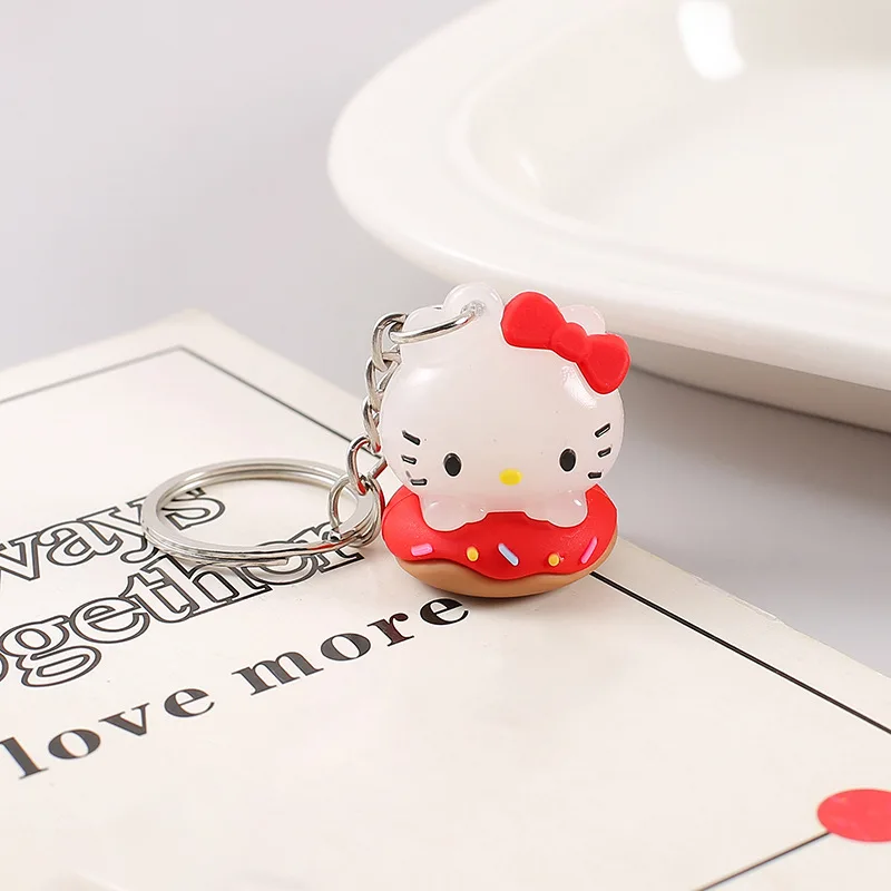 Cute Hello Kitty Transparent Jelly Series Doll Kuromi Melody Cinnamoroll Keychain Pendant Backpack Decoration Women Accessories