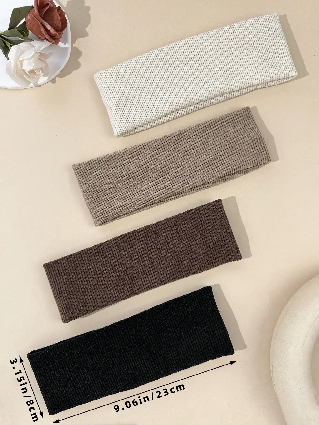 

Однотонная спортивная повязка на голову для женщин, мягкая ребристая повязка для волос, повседневный аксессуар для осени и зимы.