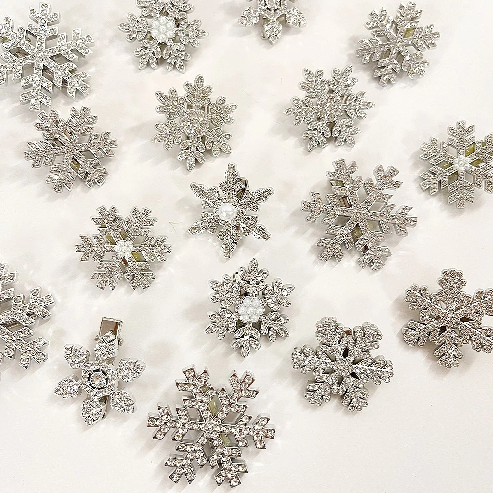 الشظية ندفة الثلج مشبك شعر النساء الفتيات الحلو الانفجارات الجانب كليب حجر الراين دبوس الشعر الشتاء فروي باريت مجوهرات الزفاف أغطية الرأس #3