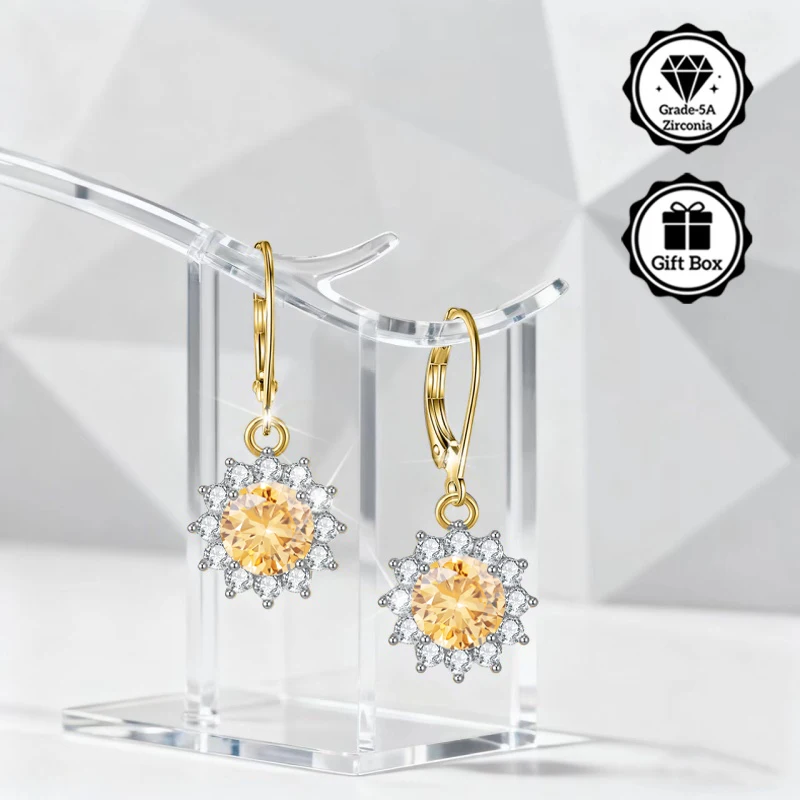 

LAMVOICE gift for daughter, designer item high quality, 2 carat zirconia earrings, S925 sterling silver, valentine’s Day