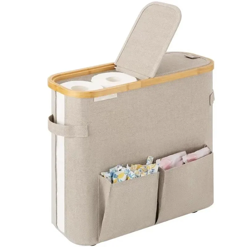 Foldable Toilet Paper Storage Basket Double Flip Bathroom Organizer Household Wall Mounted Tissue Holder Space Saving Box