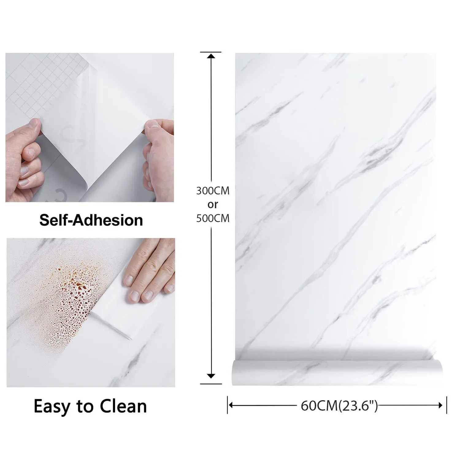 Marble Wallpaper Granite White,Peel and Stick Self Adhesive Removable Waterproof Countertop Paper for Cabinet Furniture Kitchen