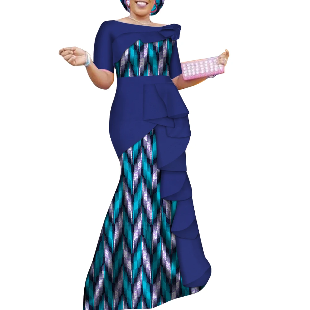 Vestidos African Dresses for Women Dashiki Elegant Ruffles Long Party Dress Plus Size Traditional African Clothing WY4152