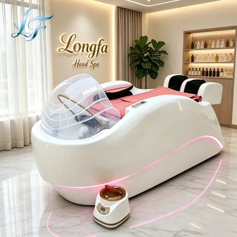 Professional Head Spa Water Circulation Shampoo Bed Luxury Electric Massage Hair Washing Station for Salon Furniture