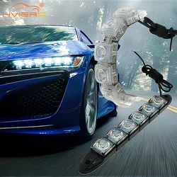 2Pcs Universal Car Led DRL Daytime Running Light Flexible 6LED White Waterproof Driving Fog Bulb Warning Lamps Styling Auto LED