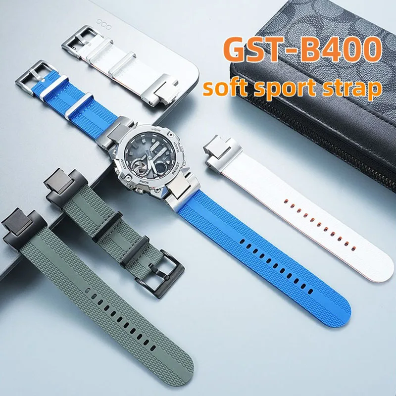 GST B400 Soft Sports Watchband for Casio G-SHOCK Steel Heart GST-B400 Series Silicone Rubber Waterproof Watch Strap Accessories