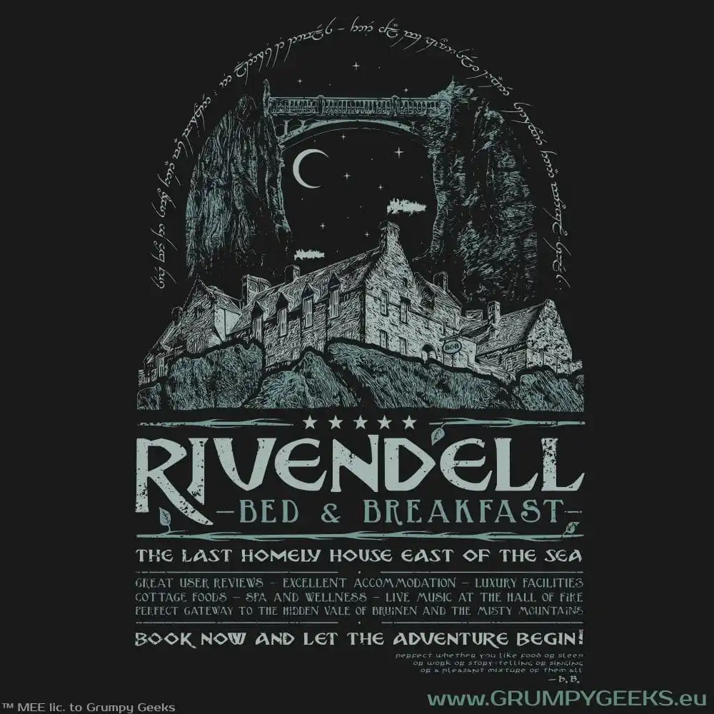 Rivendell Tolkien the Lord of the Rings Inspired Cotton tShirt Middle Earth Expeditions Bookish Printed T-shirt Book Lover Gift