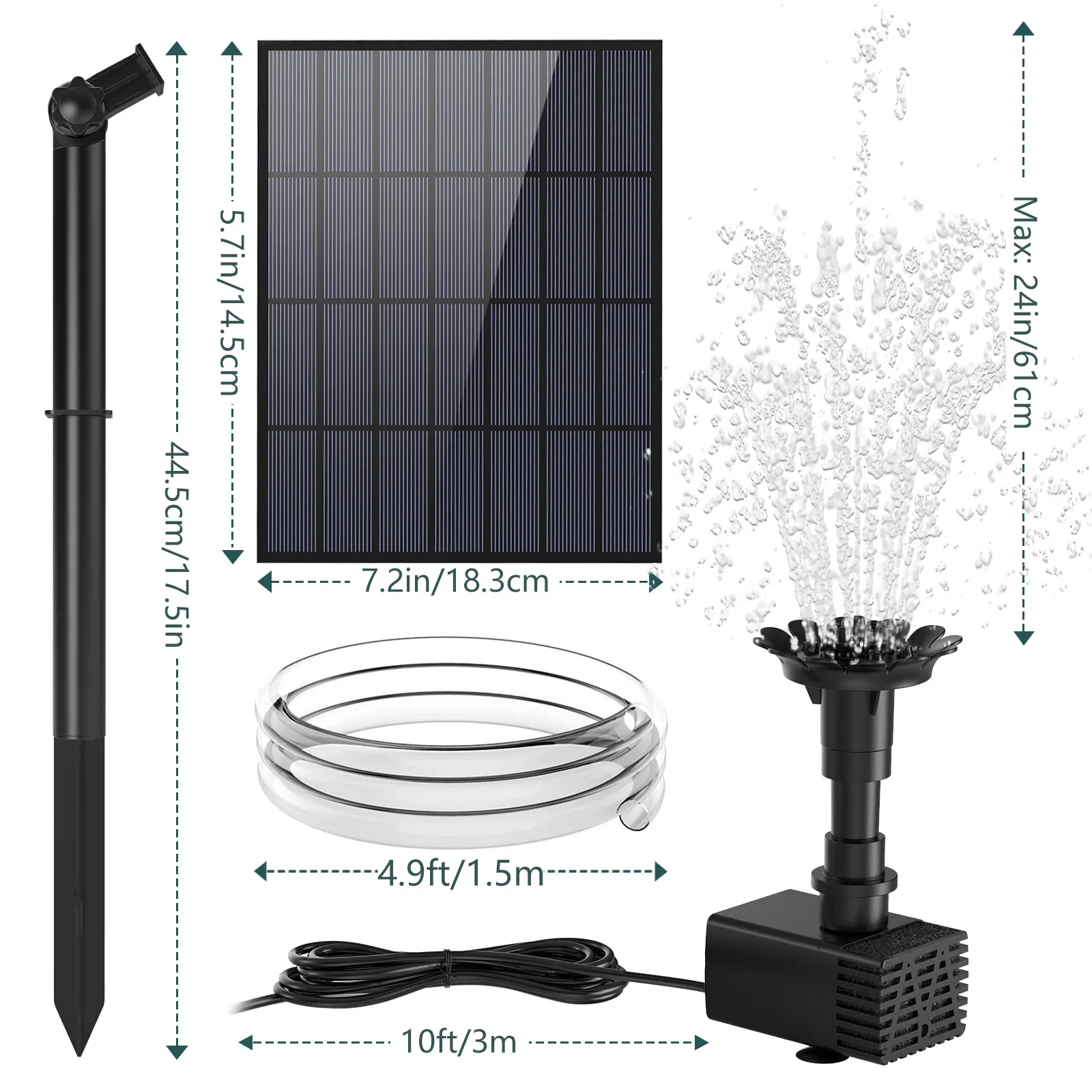 Zestaw solarna pompa wodna, 10W zasilany energią słoneczną pompa do fontanny z 6 dyszami, DIY z funkcją wody fontanna zewnętrzna do stawów