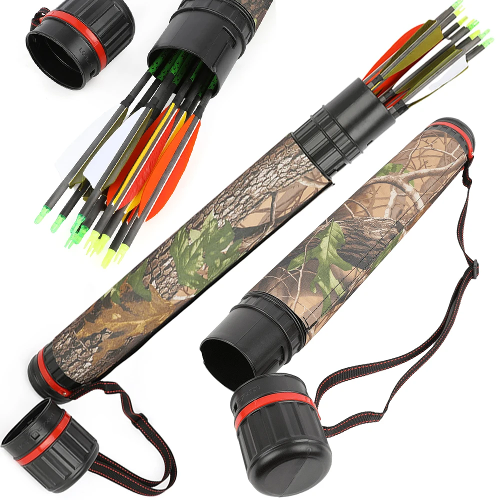 

Archery Arrow Quiver Black/Camo Jacket Holder Case Back Shoulder Tube Quiver 63-105cm Adjustable Hunting Practice Shooting