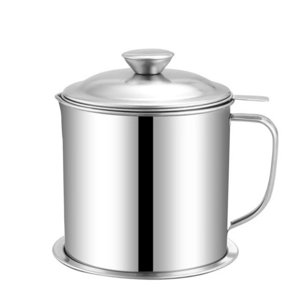 

Large Capacity Oil Filtering Pot BPA-Free Anti-Leakage Stainless Steel Oil Can Reusable 1.3/1.8L Stainless Steel Strainer