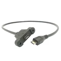 Micro USB 2.0 Screw Lock Panel Mount Type B Male to Female M/F Extension Data Sync Power Charge Cable 50cm Screws Shielding