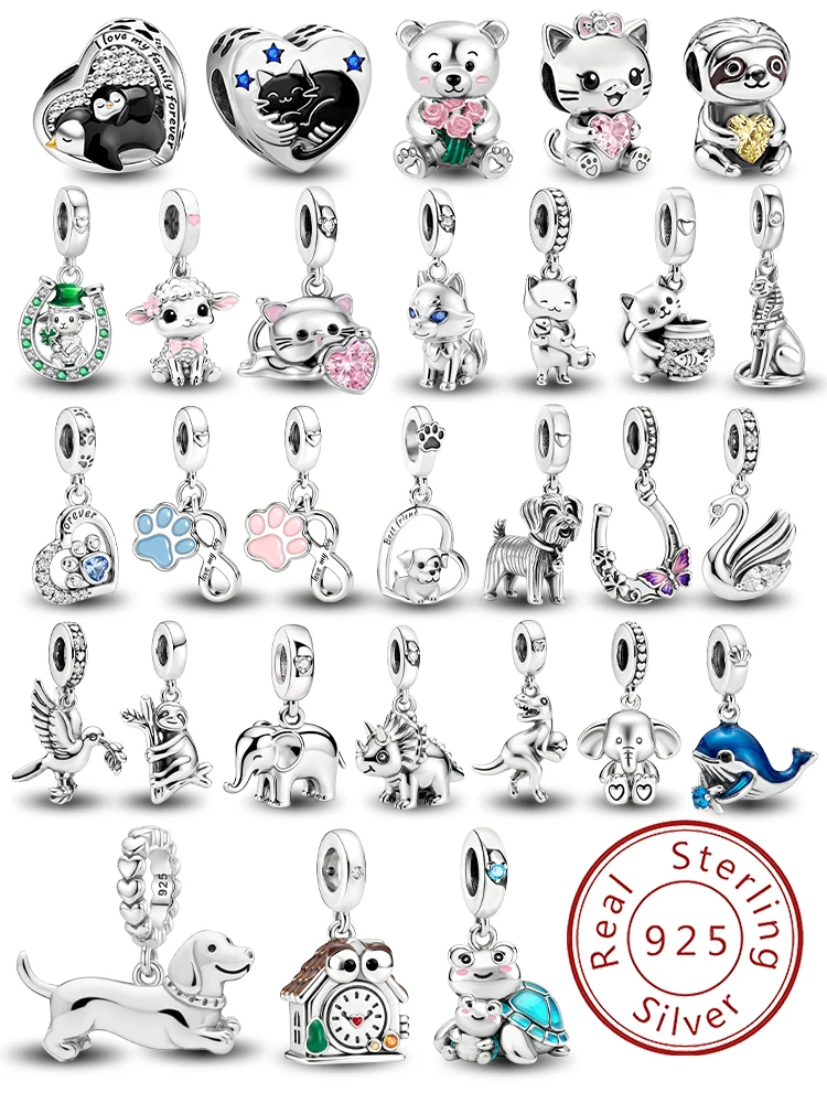 925 Sterling Silver Animals Cute White Doves Swans Pendant Bead Diy Bracelet Bangle Making Gift Of High Quality Fine Jewelry