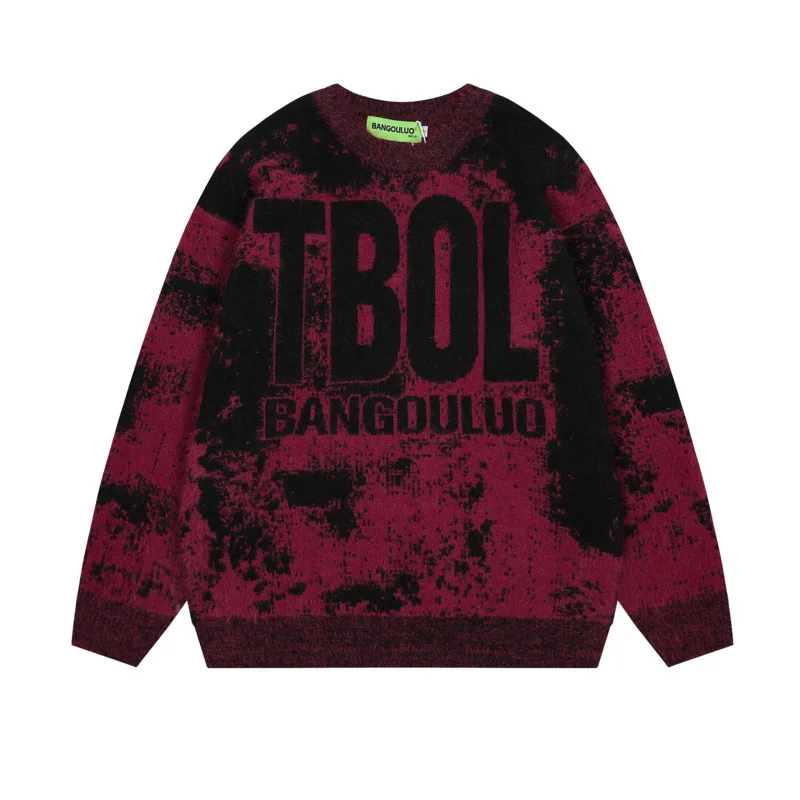 Pfnw high street nicho design tie-dye gradiente espessamento camisola masculina outono inverno solto macio oversized tricô topo 12c1986