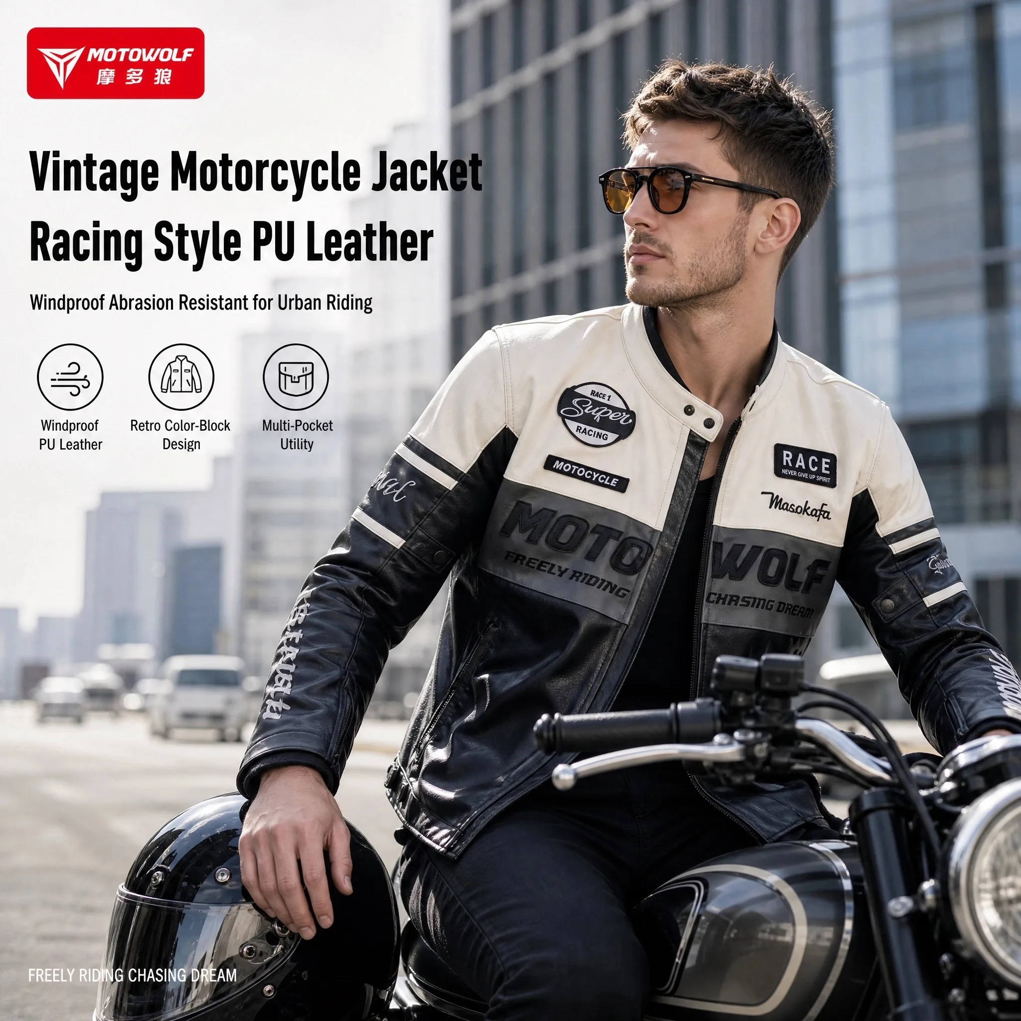 Modo Wolf Winter Warm Waterproof Jacket Rider Gear Racing Suit Motorcycle Windproof Jacket Cycling Anti-Fall Leather Jacket
