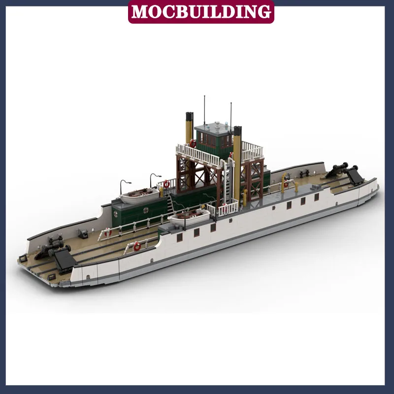 MOC City Transport Bigger Railroad Ferry Model Building Block Assembly Cabin Ship Collection Series Toy Gifts