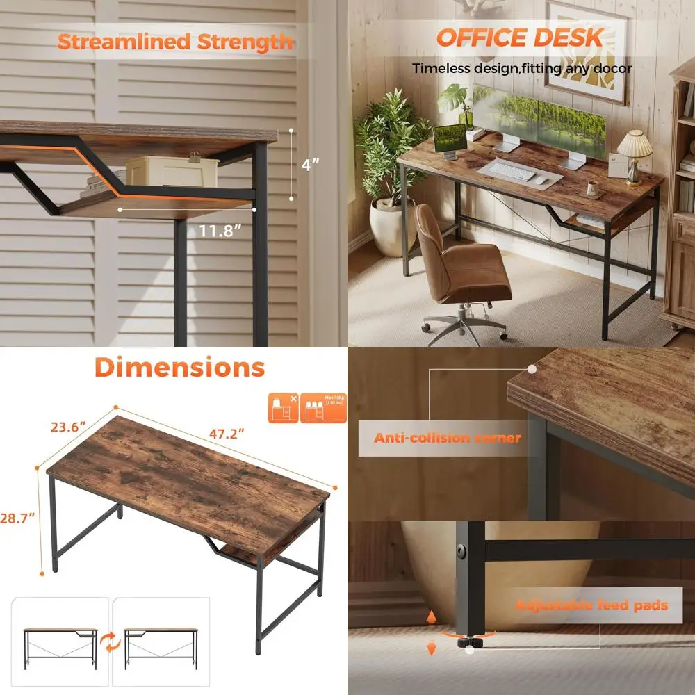 

Compact 48x24 Gaming Desk, Modern Minimalist Design for Home Office, Study, and Writing