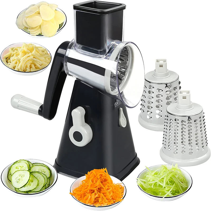 LMETJMA-rallador de queso giratorio con mango, ralladores de verduras manuales, trituradora, rebanadora, picadora de nueces con Base de succión fuerte, JT122