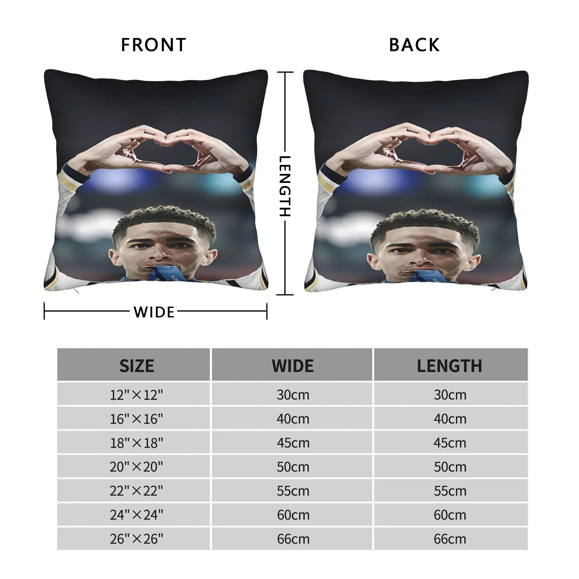Jude Bellingham Heart Hand Gesture Champion Medal Football Pillowcases Pillow Case For Wedding Home Decor Soft Pillow Cover