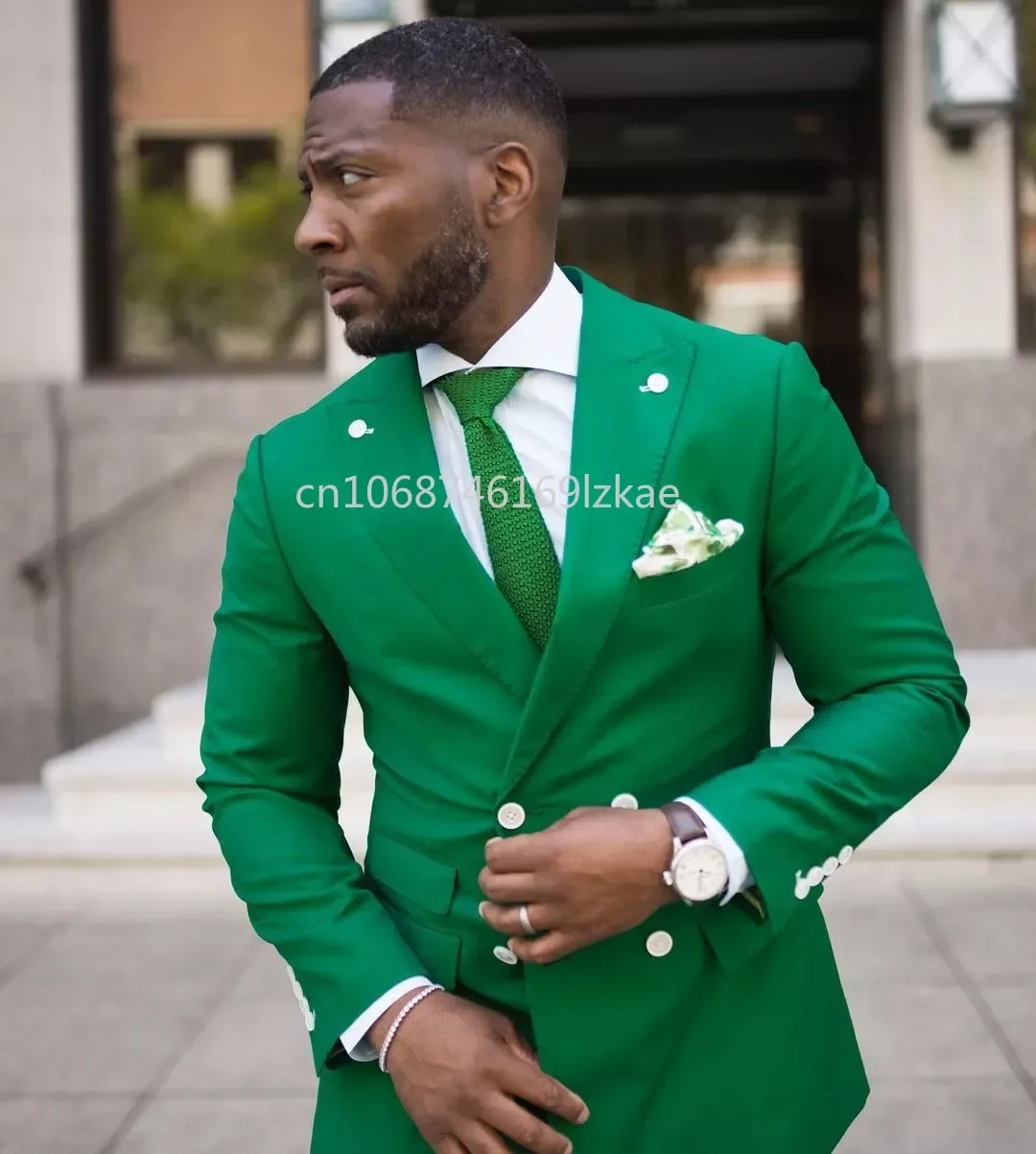 Summer Green Mens Wedding Tuxedos Double Breasted Slim Fit Men Blazers Custom Groom Prom Wear Pants Suits 2 Pieces