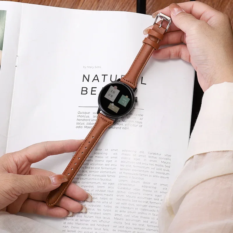 Кожаный ремешок 22 мм для Samsung Galaxy Watch 3/4/5 Pro, спортивный браслет, совместимый с часами 45 мм/46 мм, женский тонкий браслет