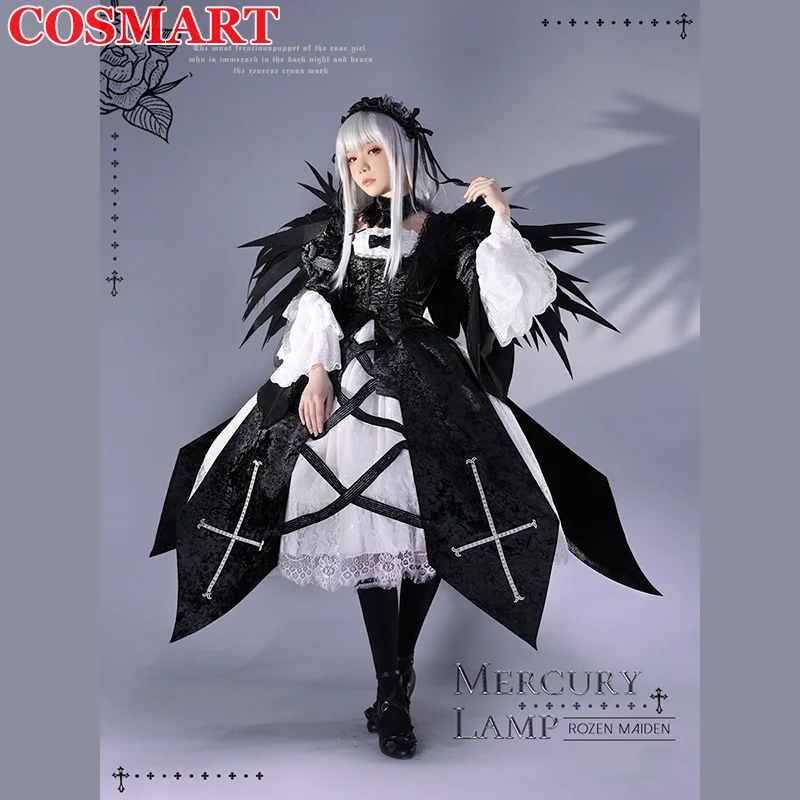 COSMART – magnifique robe de soirée gothique pour femmes, tenue de fête d'halloween, Costume de Cosplay Lolita, Rozen Maiden Suigintou, nouvelle collection