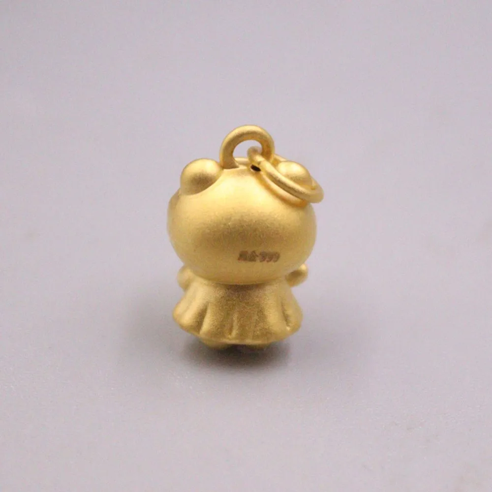 1PCS Real Pure 999 24K Yellow Gold Lucky 3D Zodiac Cute Tiger Pendant 1.21g