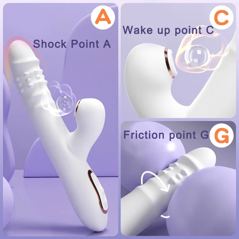 Vibrator Thrusting Dildo with multiple vibration/sucking modes, Multifunctional waterproof Sex Toys Thrusting, with Licking
