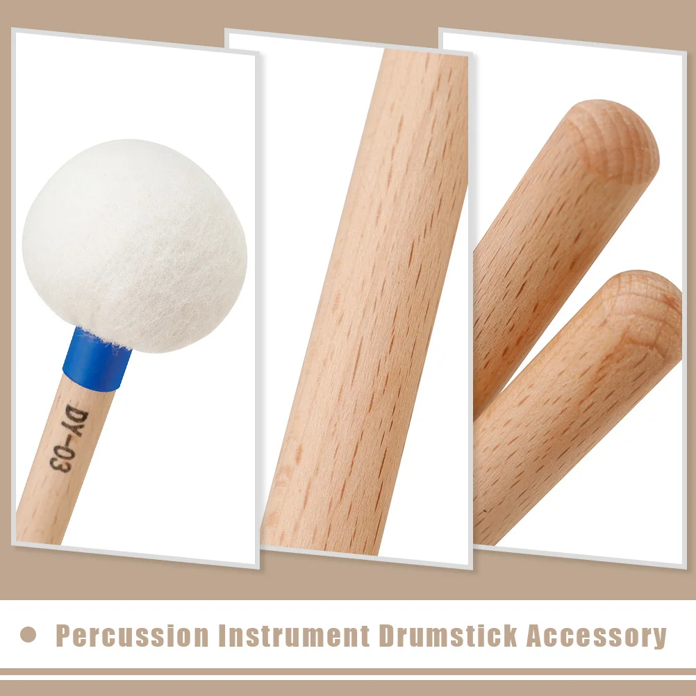 

2Pcs Felt Drum Mallets Sticks Professional Percussion Instrument Accessory Excellent Sound Quality Craftsmanship