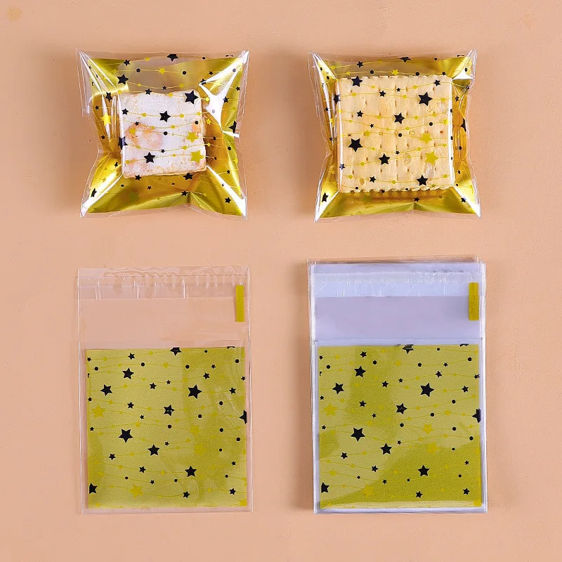 100PCS Christmas Plastic Candy Bags Carton Santa/Snowman/Deer Cookie Bag For Neol DIY Biscuits Snack Baking Packaging Supplies