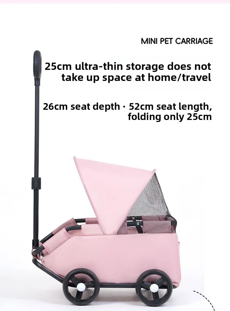 carrinho pet Luxury 4-Wheel Foldable Dog Cat Travel Stroller Foldable Lightweight Cross-Border Made From Mesh for Camping