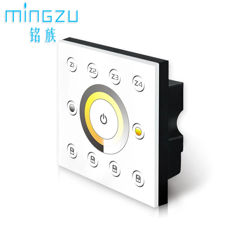 LED CCT DMX512 signal Panel 4 zone Dimming white or warm white Color conversion LED strip light controller  Wall mounting switch