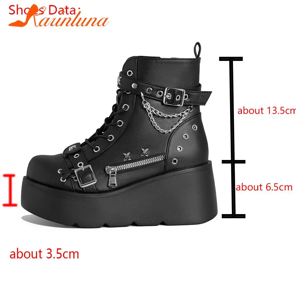 Brand New Gothic Style Platform Vampire Cosplay Women Mid-calf Boots Winter Wedges Comfy Women Motorcycle Boots Shoes