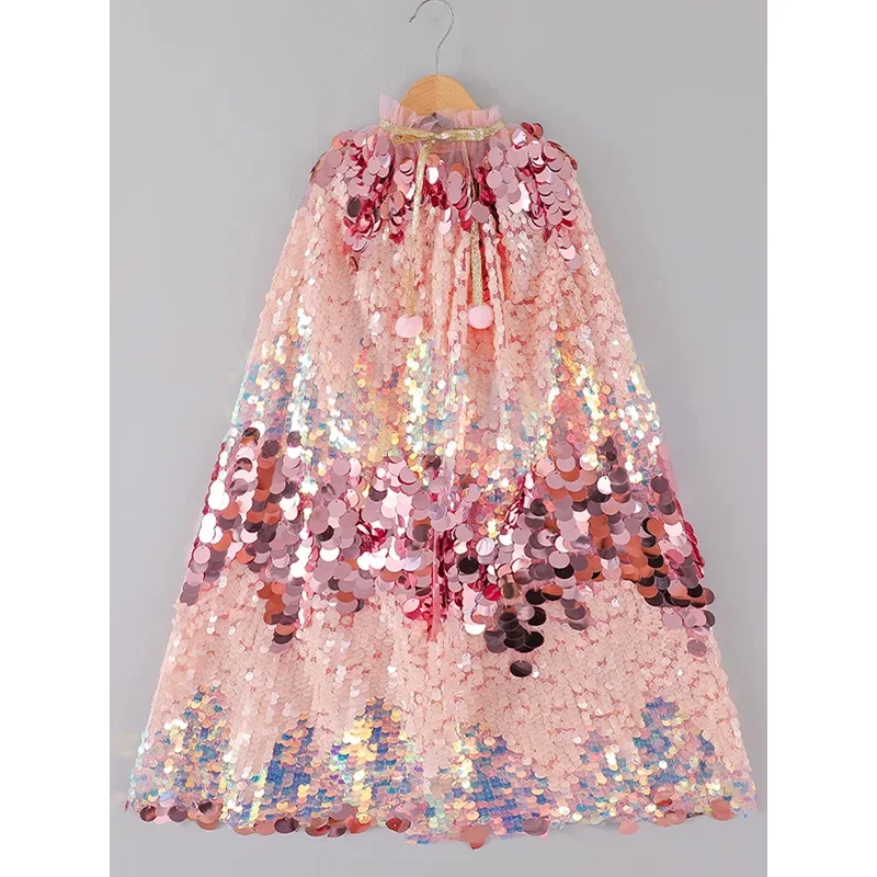 

Baby Girl Princess sparkle Tulle Cloak Child Cape Costume Dressing Wraps Long Birthday Party Halloween Baby Clothes One Size